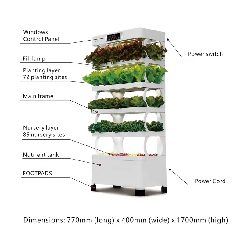 Indoor Home Smart Led Light Plant Garden Greenhouse NFT Hydroponic 5-Layer Automatic Pump Grow Tower Kit Vertical Farming System