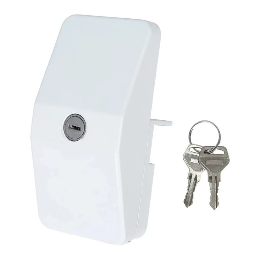 1Pcs Caravan Security Door Frame Lock Sliding Lock For Motorhome Secure Locker Garage White with 2 Keys RV Parts & Accessories