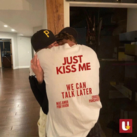 JUST KISS ME T-Shirt We Can Talk Later Inspirational Mental Health Tee Positive Gift for Women and Men Quote Funny T-Shirt Meme