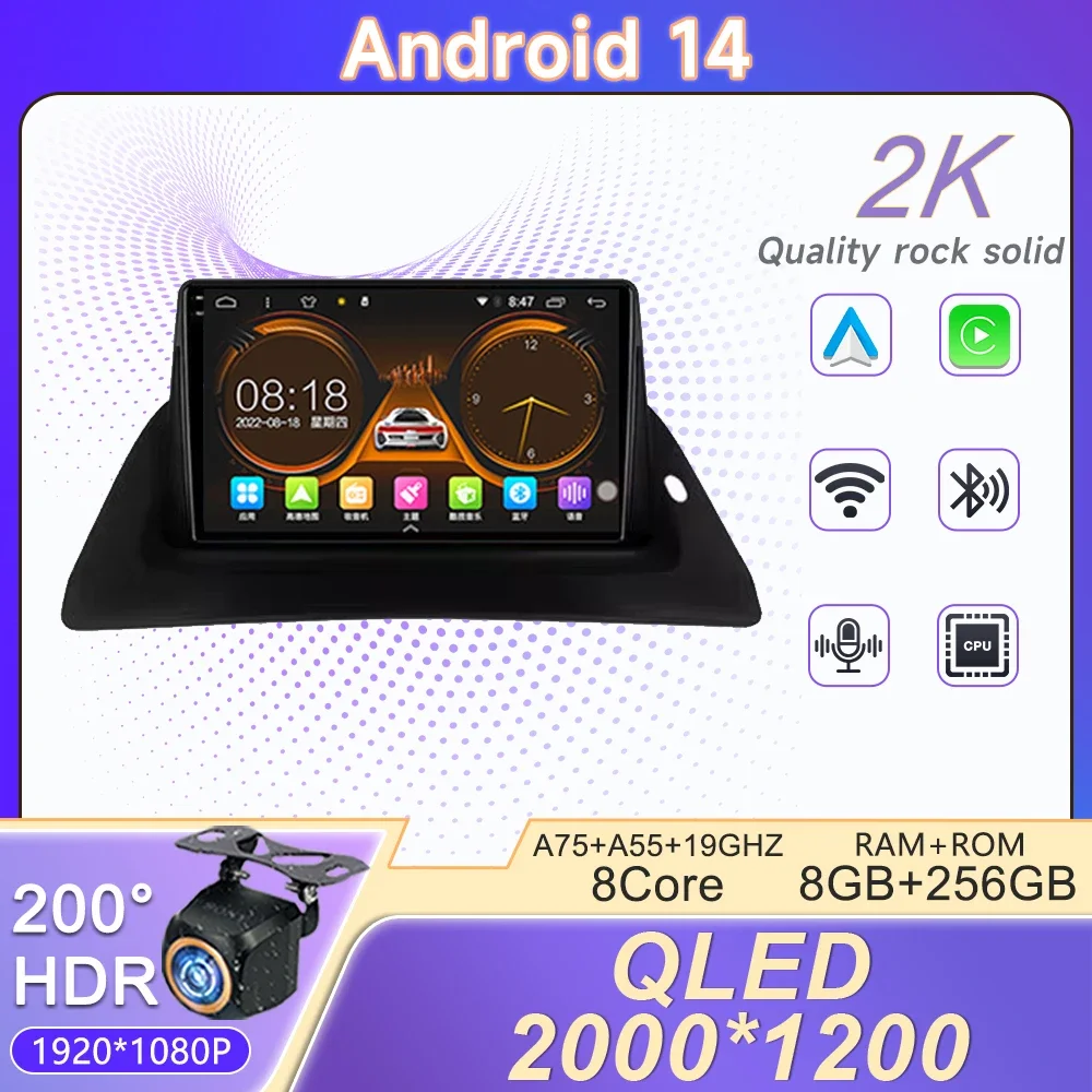 

Android 14 Carplay Car Radio For Renault Kangoo 2007 - 2009 Navigation Multimedia GPS Player Stereo WiFi+4G DVD DSP 2 DIN BT