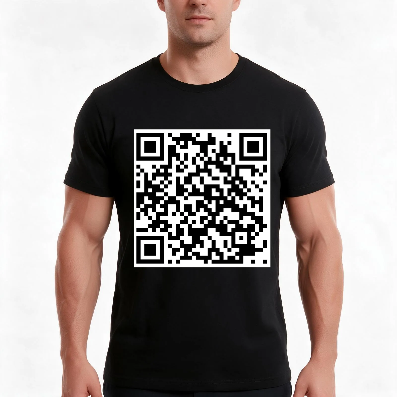 Rick Astley - Never Gonna Give You Up QR Code T-Shirt, Summer Casual Cotton Tee, Oversized Streetwear Tops, Unisex Men Women