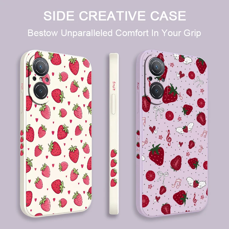 Soft TPU Phone Case For Honor X9B X9A X5C Plus X8B X8D X9C X60 Pro X5D X6B X6D X7B Shockproof Matte Silicone Strawberry Cover