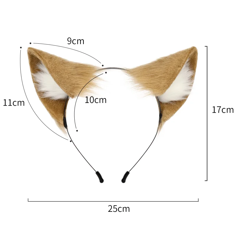 Furry Cat Ears Headband Tail Set Kawaii Cat Ears Headdress Fox Tail Cosplay Props JK Girl Halloween Party Cosplay Accessories