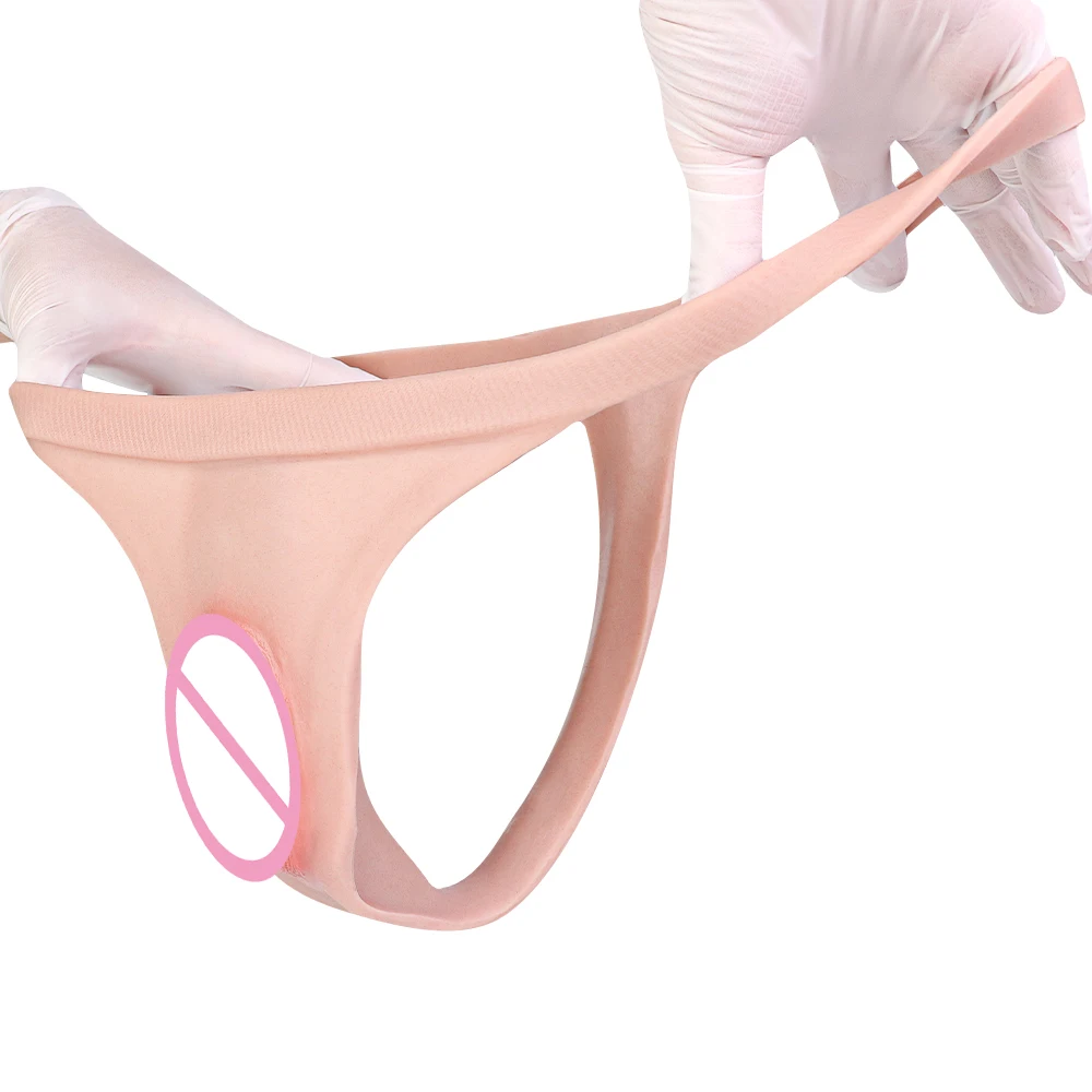FAAK Men's Hiding Gaff Panty Crossdressing Thong Silicone Penetratable Vagina Pussy Underwear Briefs Sex toys for Men view 6