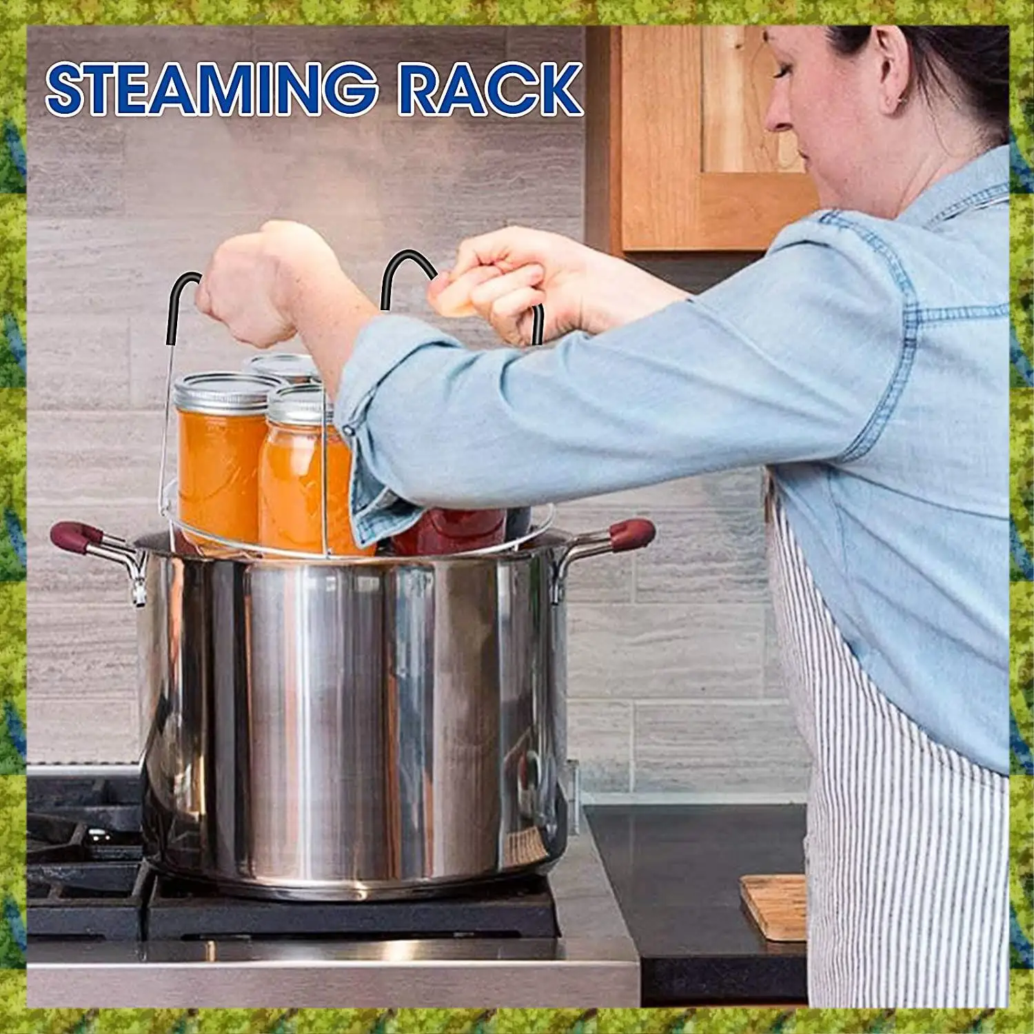 UISN 4 Pieces Canning Kit, 1PC Canning Rack+ 1PC Canning Jar Lifter Tong+ 2PC Canning Funnels, Canning Supplies Canning