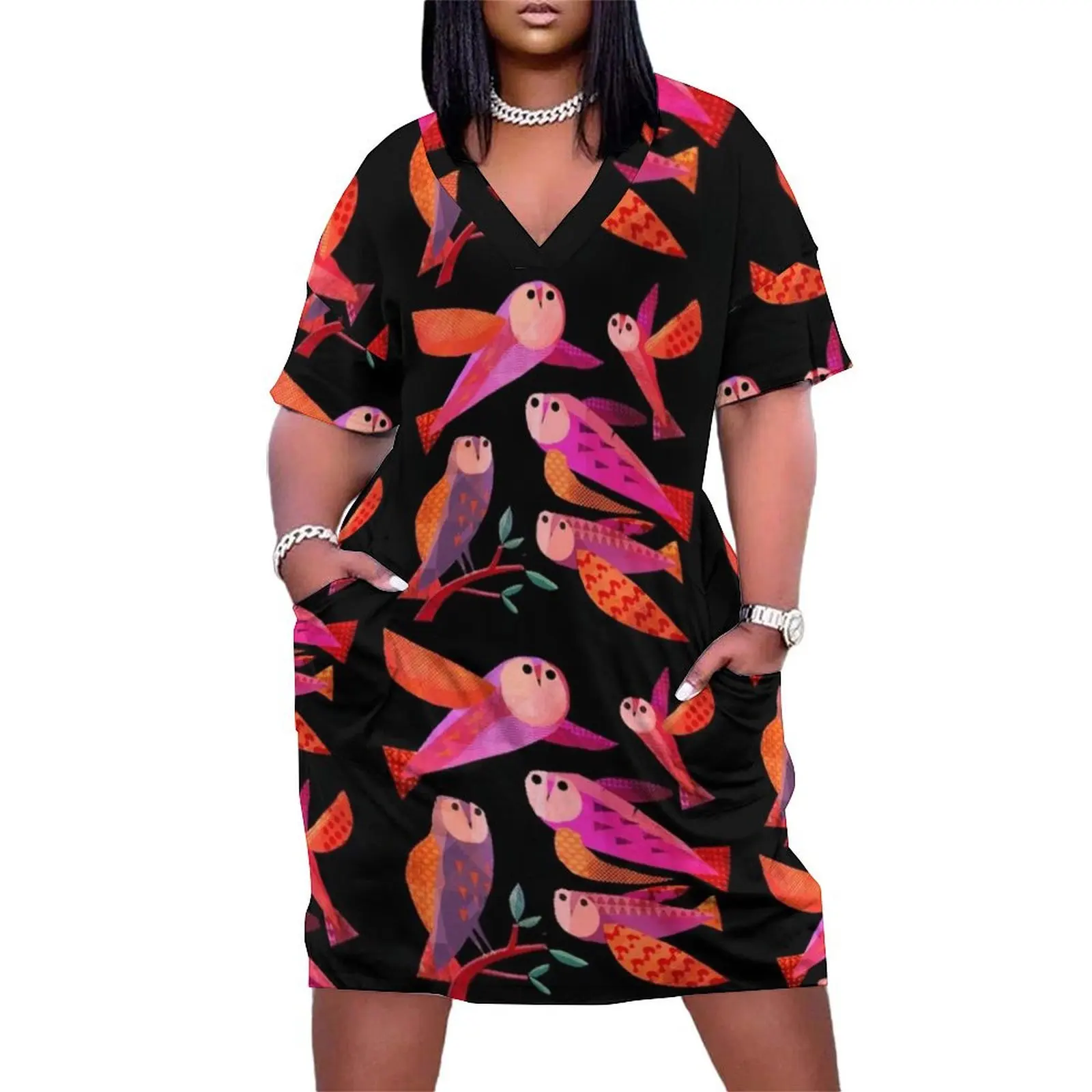 

Owls in the dark Loose Pocket Dress women"s clothing summer 2024 novelties Long dress woman