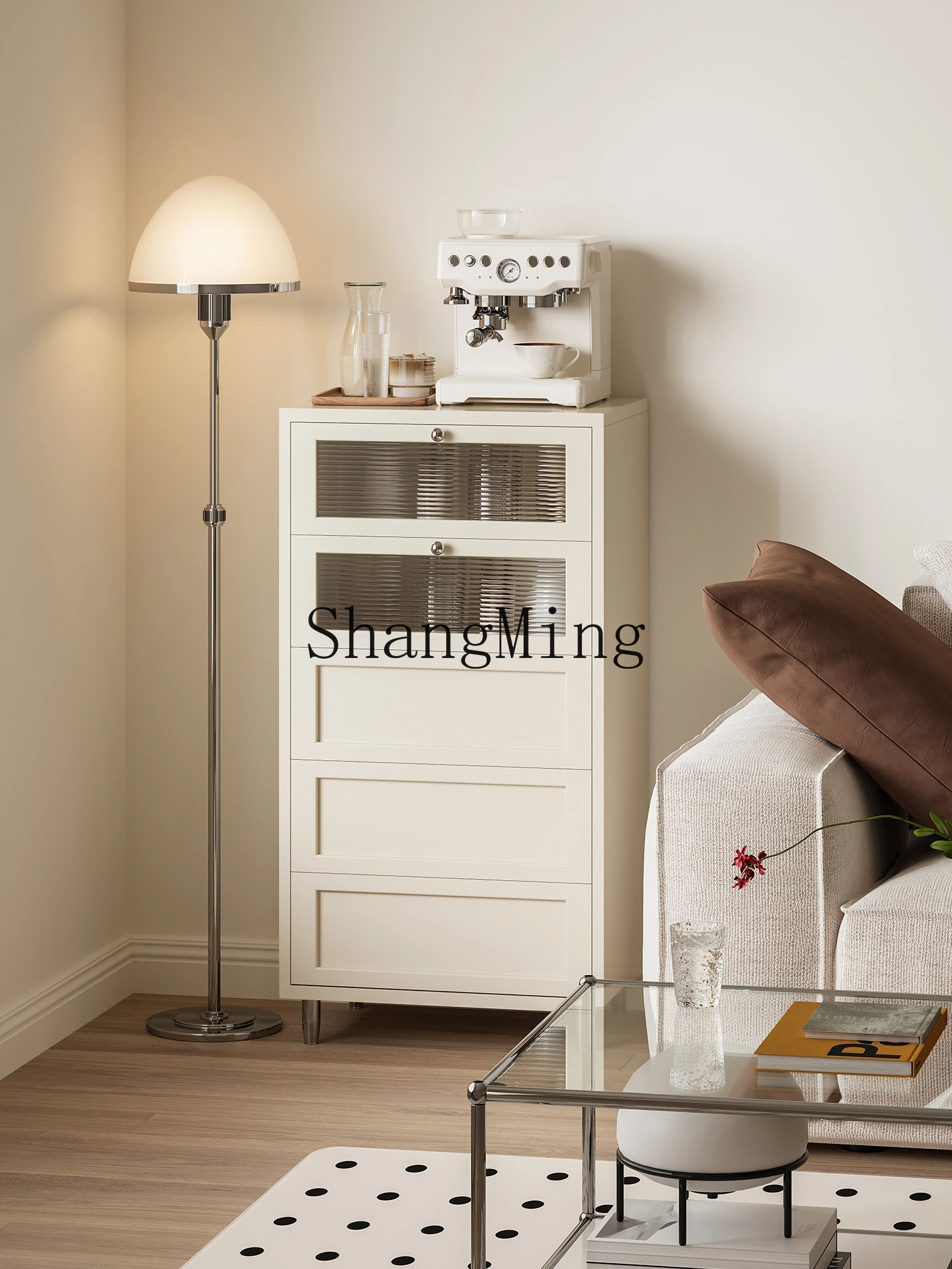 

CL cream wind five bucket living room bedroom storage cabinet light luxury Internet celebrity storage coffee cabinet