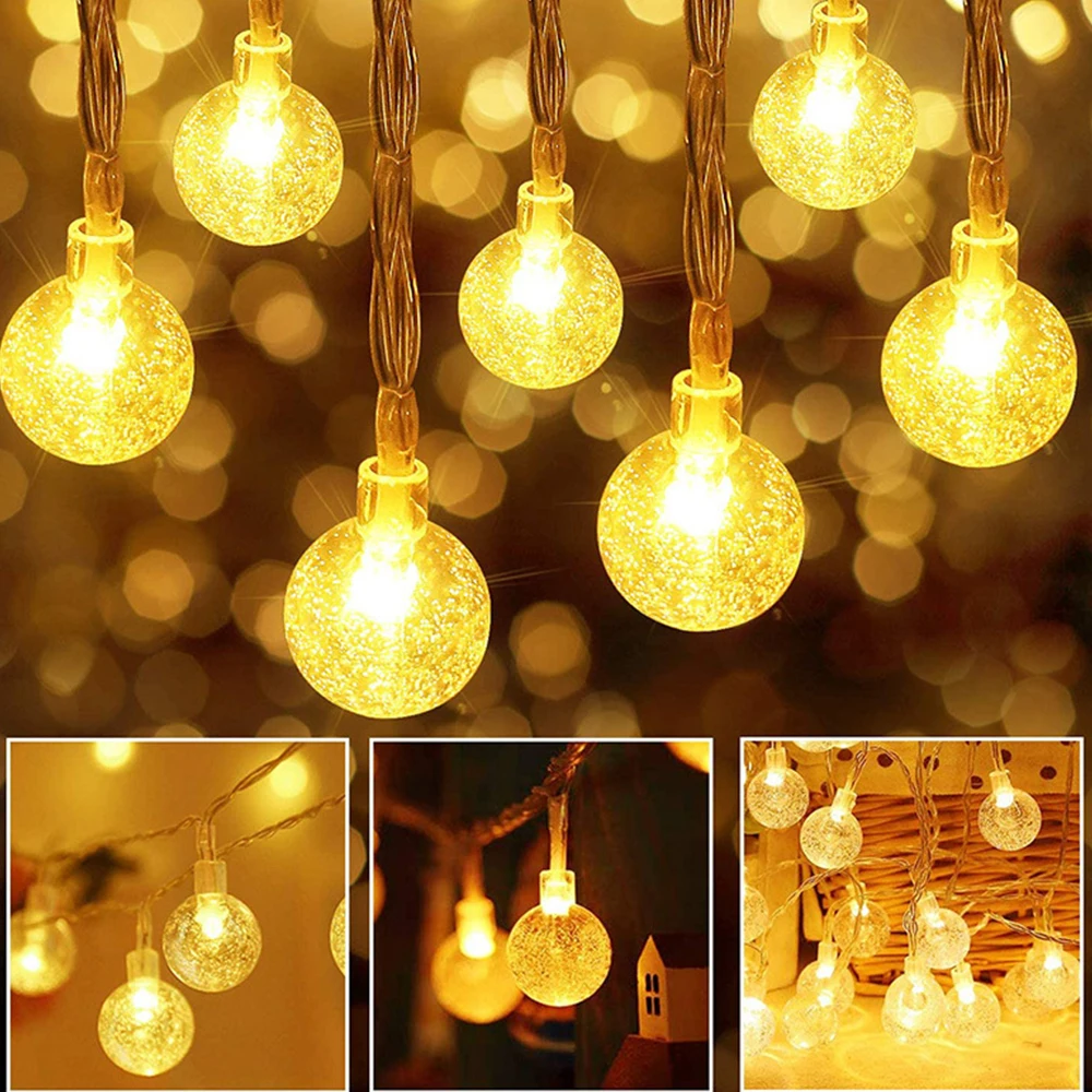 Guirlande lumineuse LED, 10M, 100, boule à bulles, pour l'extérieur, féerique, étoile, vacances, chambre à coucher, fête, maison, arbre de noël