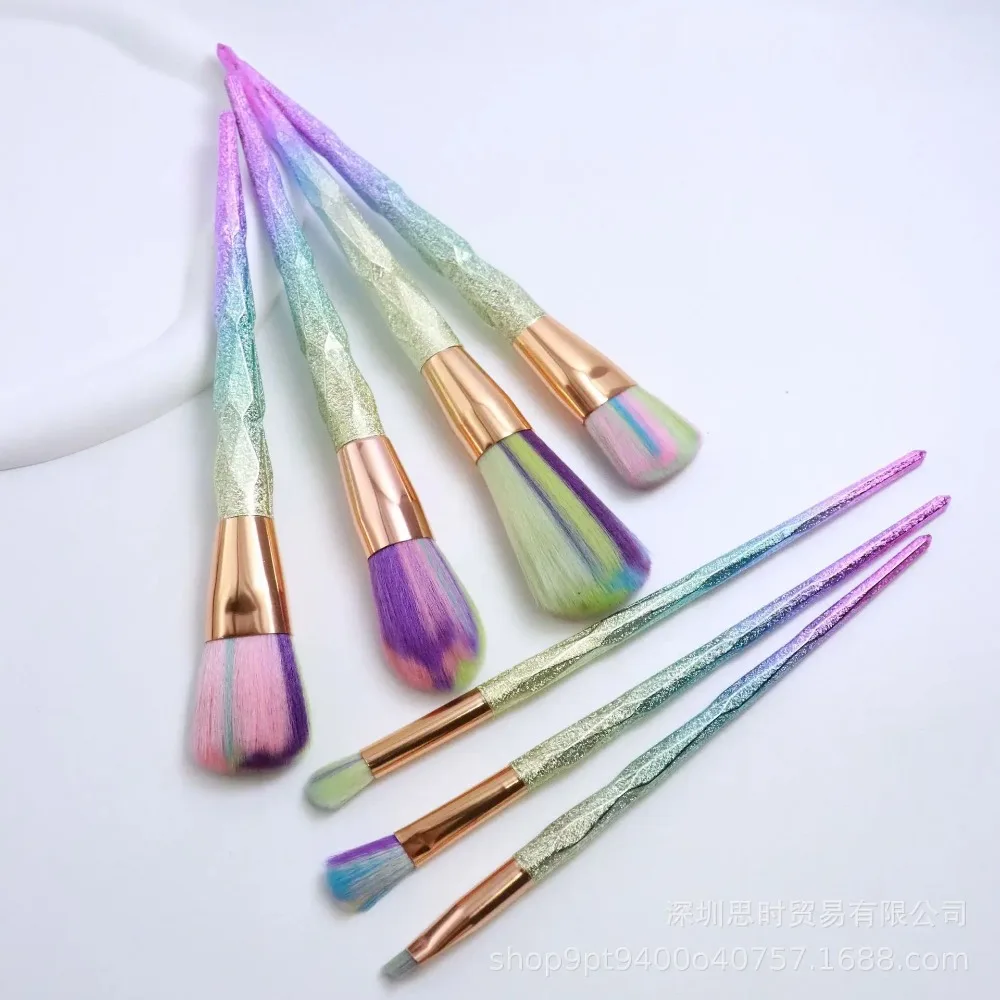 7/10pcs Make Up Brushes Set Loose Powder Foundation Eye Shadow Cosmetic Brushes Frosted Diamond-shaped Unicorn Soft Makeup Tools