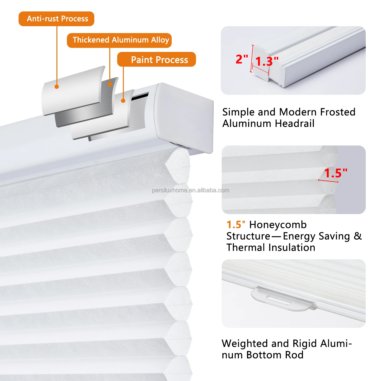 Renewable Light Filtering Home Deco Honeycomb Blinds Cordless Cellular Shades With Match Rail Color