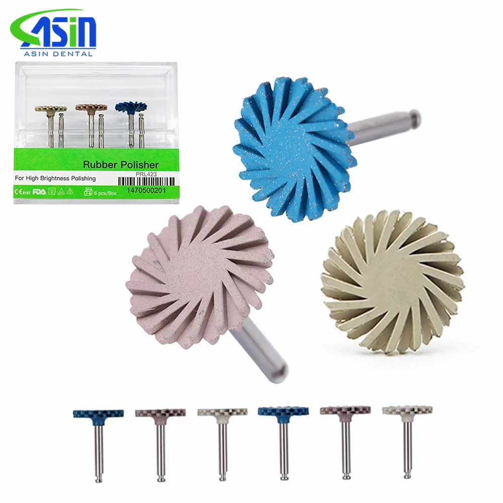 6pcs/Set  Dental Rubber Polisher Composite Resin Polishing Diamond System RA Disc Kit 14mm Wheel Spiral Flex Burs Tools