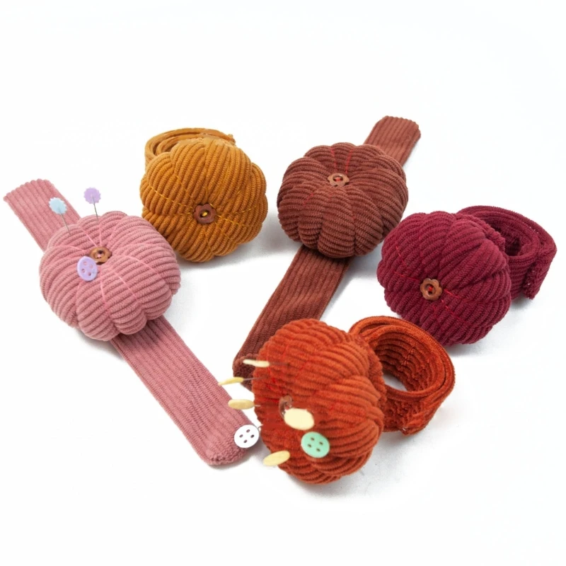 Pumpkin Needle Wrist Pin Cushion Holder Elastic Strap Pincushions DIY Craft Sewing Needlework Stitch Sewing Pin Pad