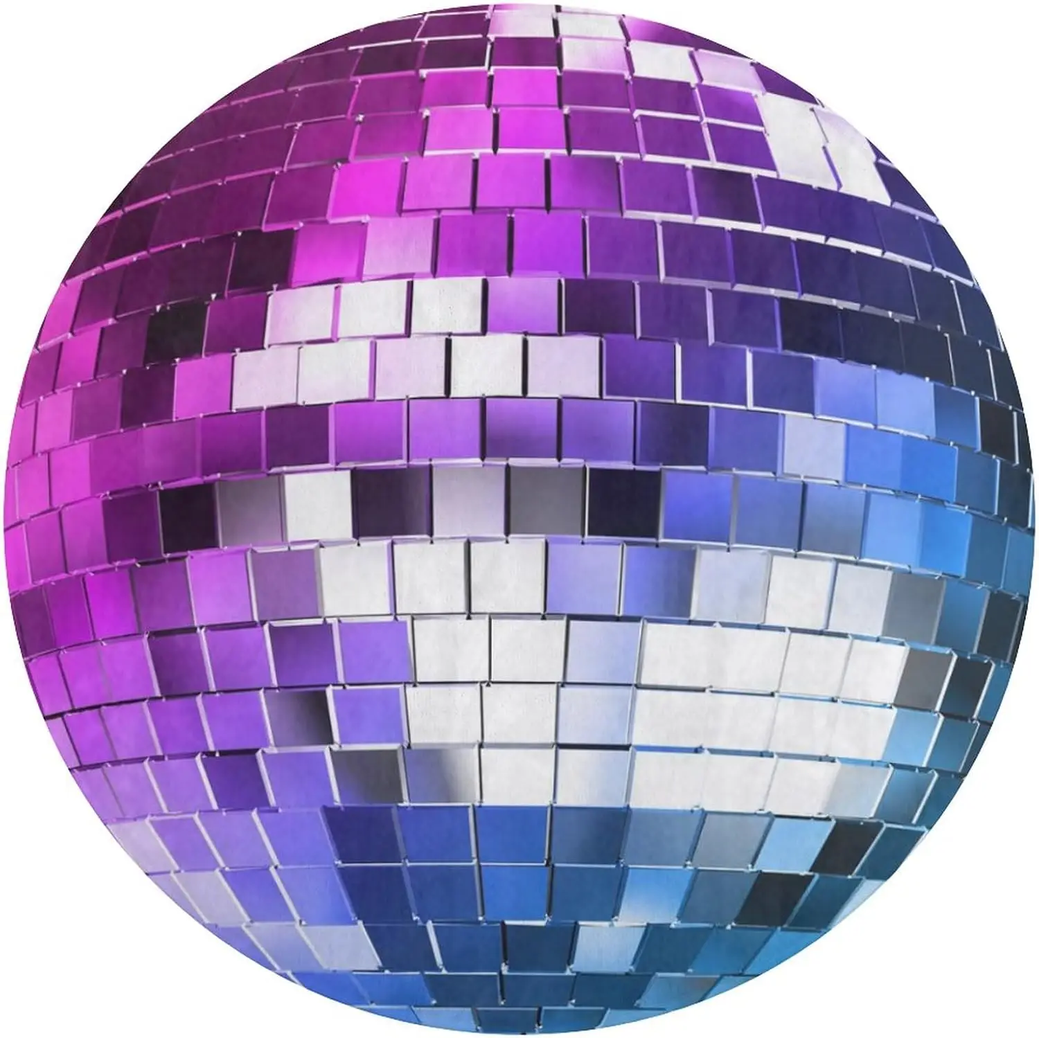 Purple to Blue Disco Ball Round Rug Mirror Tile Effect for Party or Lounge Area