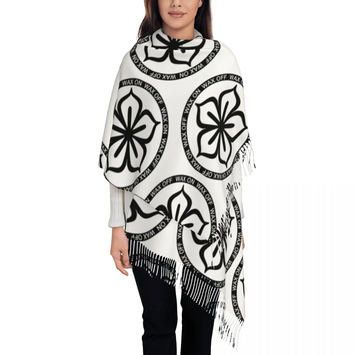 

Каратэ Мияги LaRusso шарф с цветком лотоса для женщин, зима-осень, шаль, большой шарф-шаль для повседневной носки