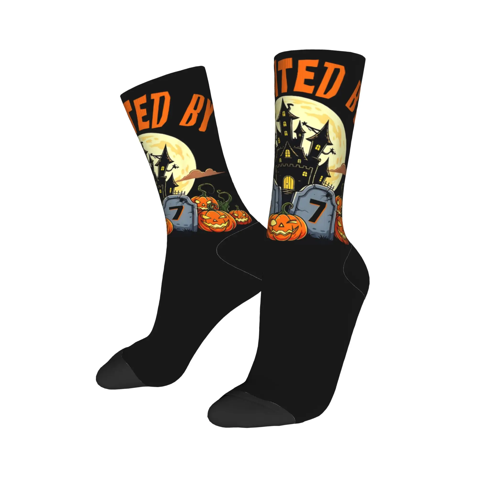 

Haunted by 6-7 Socks Halloween 2025 Casual Stockings Spring Anti Skid Women Men Socks Warm Soft Design Outdoor Socks