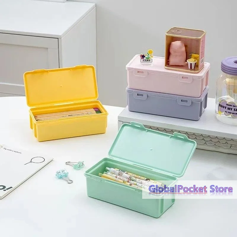 [TG823]Colorful Pencil Box Large Capacity Plastic Organizer Storage Boxes For School Bulk Stackable Design Office Supplies