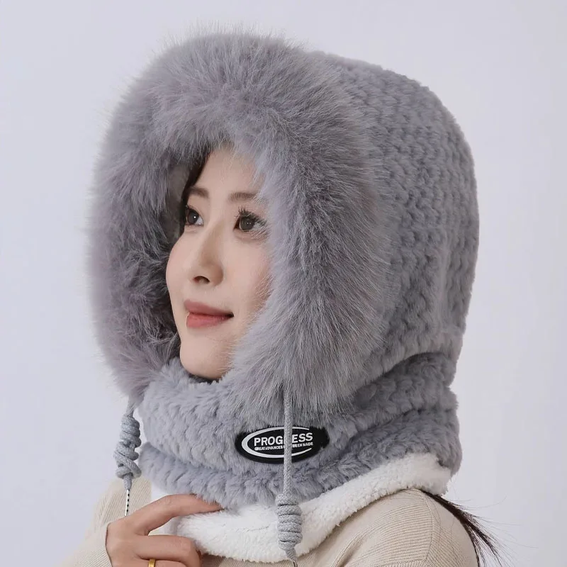 Gorro de montar de invierno para mujer, capucha, bufanda, máscara y cubierta para las orejas, térmico grueso a prueba de viento para patinete eléctrico, calor para ciclismo al aire libre