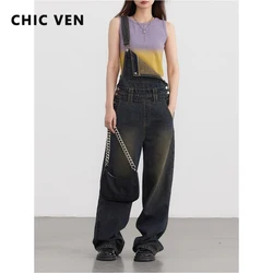 CHIC VEN Jeans da donna Blu Nuovo cinturino lungo a gamba larga Pantaloni in denim generale Pantaloni femminili Abbigliamento donna Primavera Autunno 2024