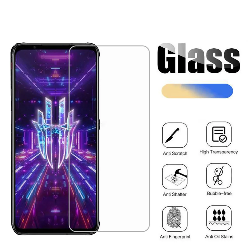 For Red Magic 7 Tempered Glass + Hard Clear PC Protection Cover Shockproof Case For Nubia Red Magic 7S Bumper Case
