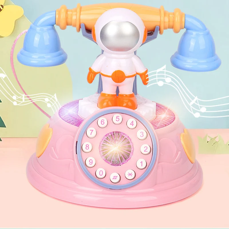 Children's Electric Cartoon Astronaut Fun Play House Toys Early Learning Puzzle Phone Story Machine Simulation Telephone Toys