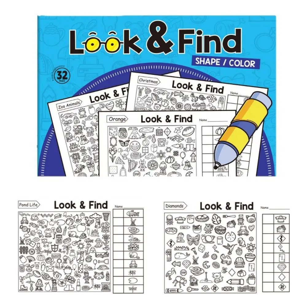Look and Find Children's Search for Items Game Focus and Attention 32 Pages Fun Coloring Book Visual Perception