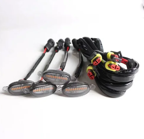 4X Car Grille Light Yellow Light Daytime Running Light LED Decorative Warning Light Pickup Truck Haze Light 12V Control Raptor