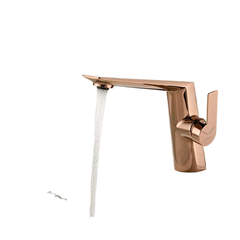 

All-copper gold hot and cold basin faucet rose gold simple table basin faucet