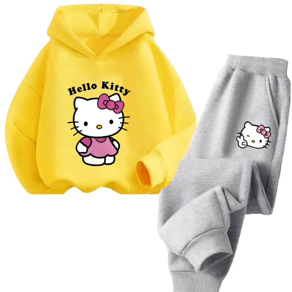 

Толстовки с героями мультфильмов для девочек и мальчиков, топы с капюшоном Hello Kitty, детская повседневная спортивная одежда, детский новый стиль, милые толстовки с принтом, верхняя одежда