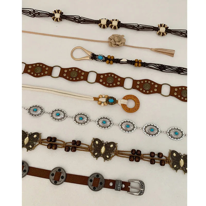 Bohemian retro braided ethnic waist rope accessories belt women's decoration with skirt high-end waist chain