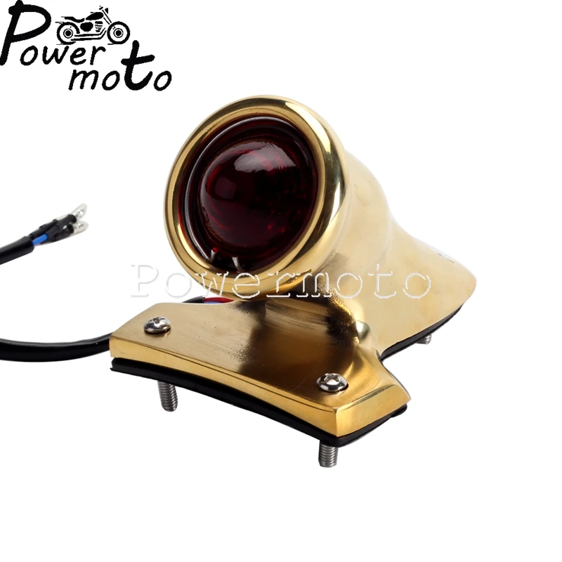 Motorcycle 12V LED Rear Red Polished Tail Light Brake Stop Lamp License Plate For Harley Bike Bobber Chopper Custom BMW Honda