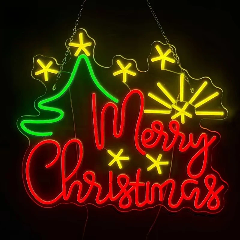 Hot Selling Christmas Halloween Landscape Festive Celebration Store Decoration 2D LED Neon Pattern Light PVC High Brightness
