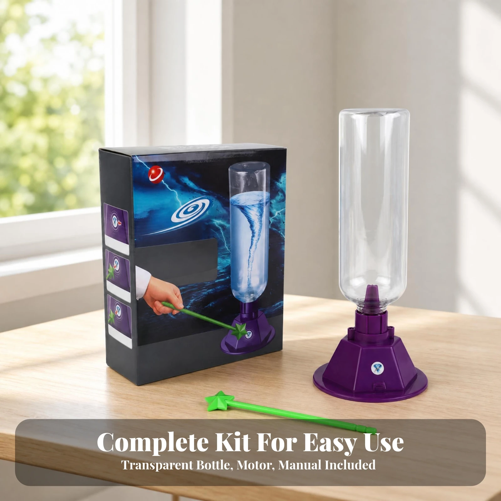 Tornado Simulator Violet Base Water Vortex Maker Tornado Maker Kit Green Wand Water Vortex Toy STEM Learning