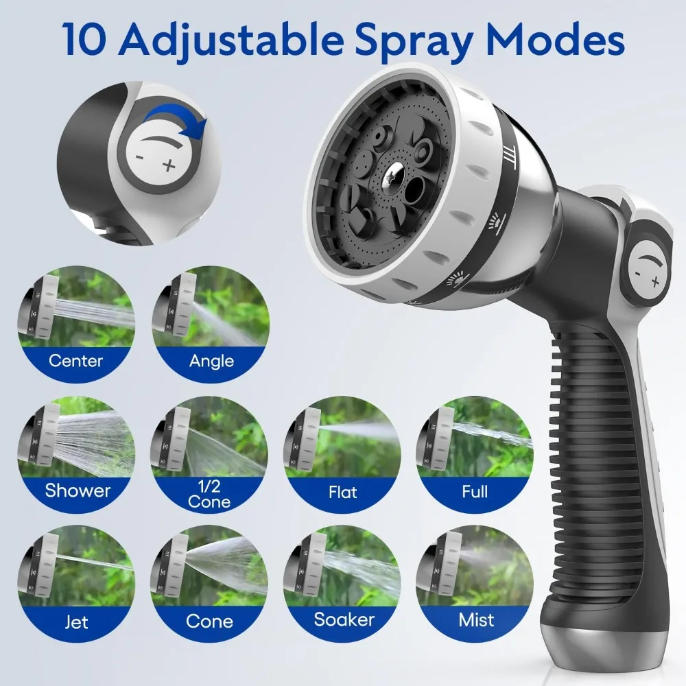 تصميم مبتكر - بكرة خرطوم حديقة قابلة للسحب، بكرة خرطوم مثبتة على الحائط 1/2 بوصة × 125 قدم، فوهة رش 10 أنماط، أي قفل بطول #3