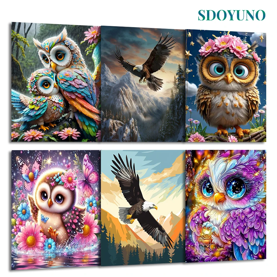

SDOYUNO Painting By Numbers Draw For Adults Acrylic Paints eagle Drawing Animals On Canvas Handwork Framed Diy Set Home Decor