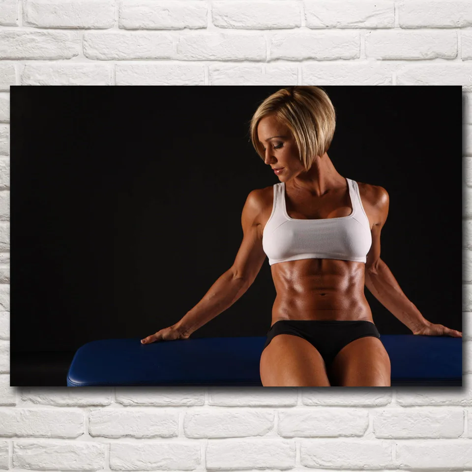Women Fitness Model Muscles Sport Bodybuilding Motivational Poster Gym Decorative Wall Art Print Canvas Paintings Room Picture