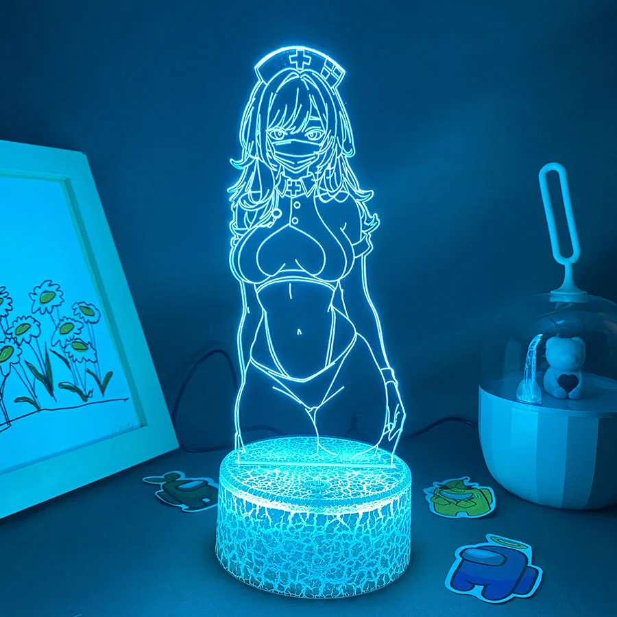 Men's Anime 3D LED Neon Night Lights Birthday Gift for Friend Otaku Bedroom Table Decor Manga Lava Lamp Sexy Girl Game lights