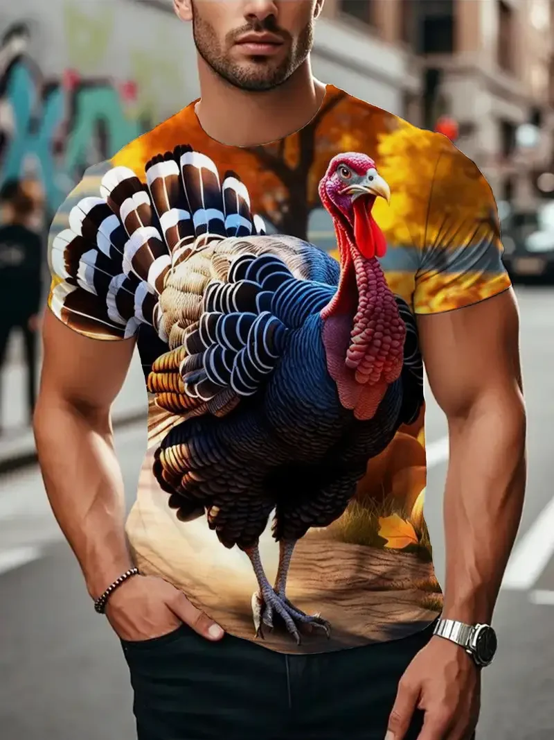 

New Thanksgiving Day T Shirt Clothes 3d Print Happy Thanksgiving Turkey Tops Graphic Short Sleeve T Shirt For Man Women Tee Tops