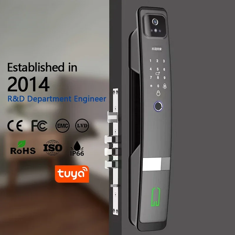 3D Face Recognition Smart Door Lock With Camera Tuya Intelligent Fingerprint Lock Biometric Electronic Smart Lock