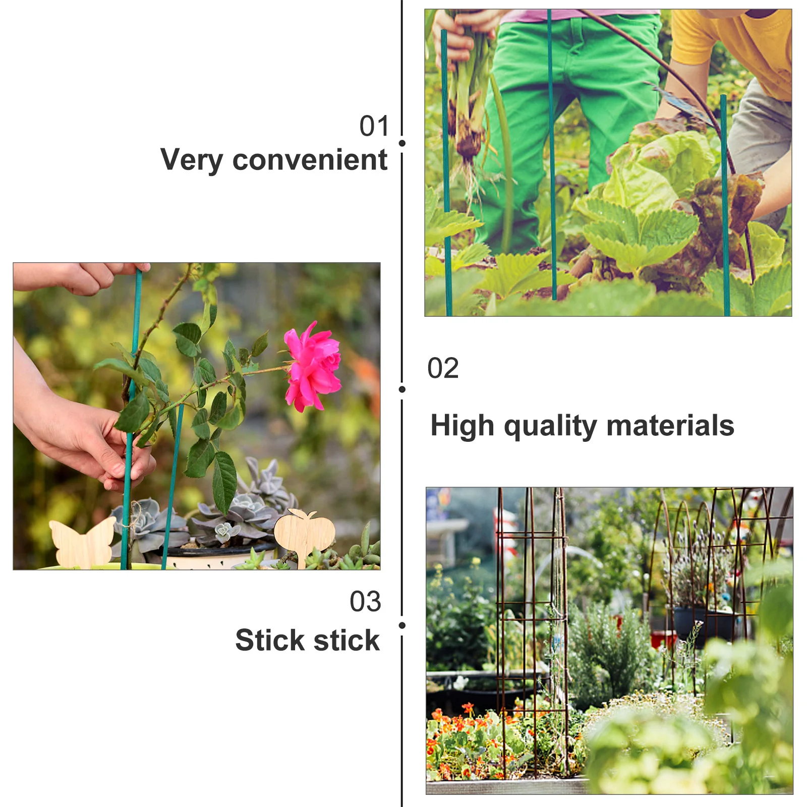 

50Pcs Green Garden Plant Sticks Bamboo Flower Support Stakes for Climbing Plants Flower Arrangement Pole Plant Growth Fixed
