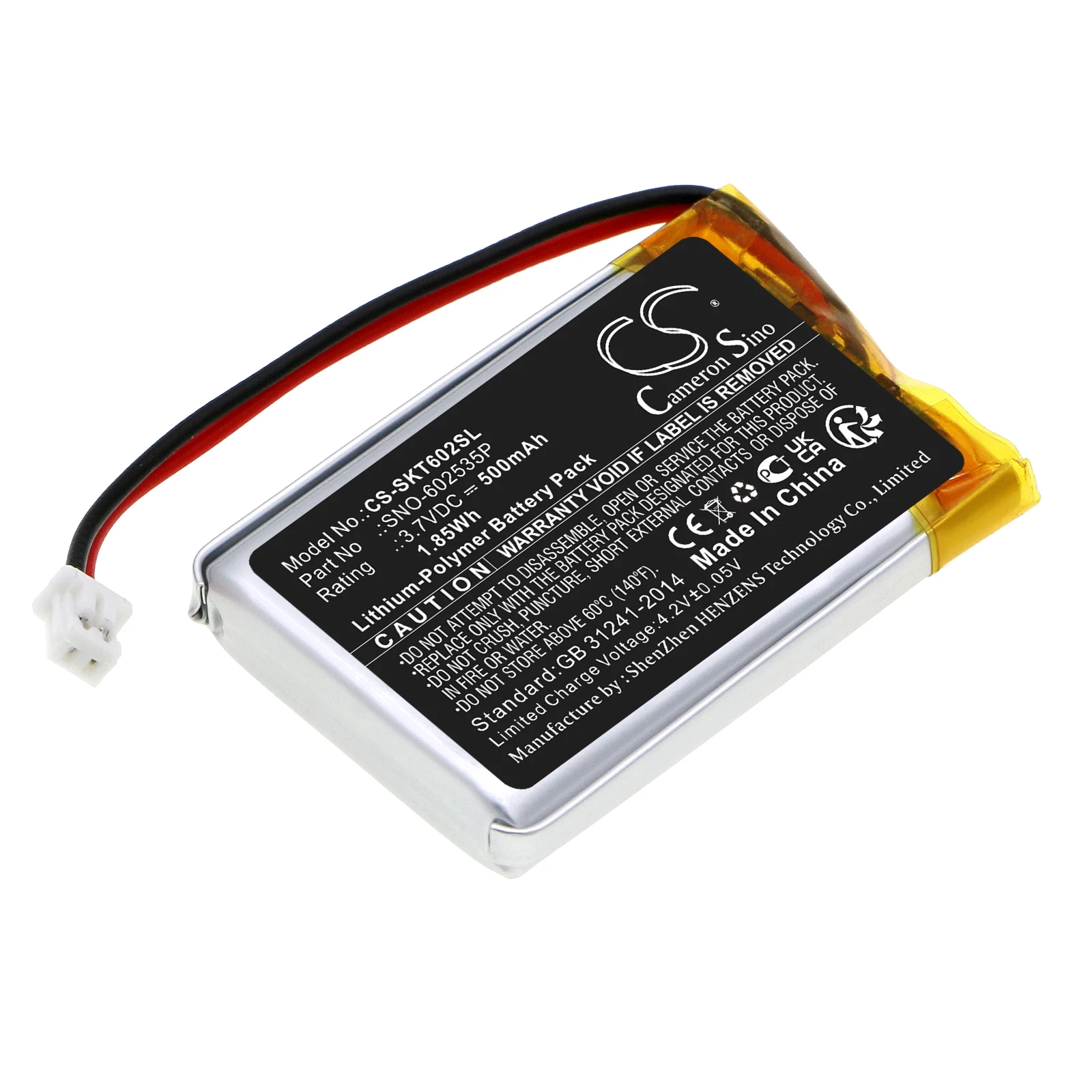 CS Replacement Battery For SkyBell Trim Plus WiFi Video Doorbell SNO-602535P 500mAh / 1.85Wh Medical