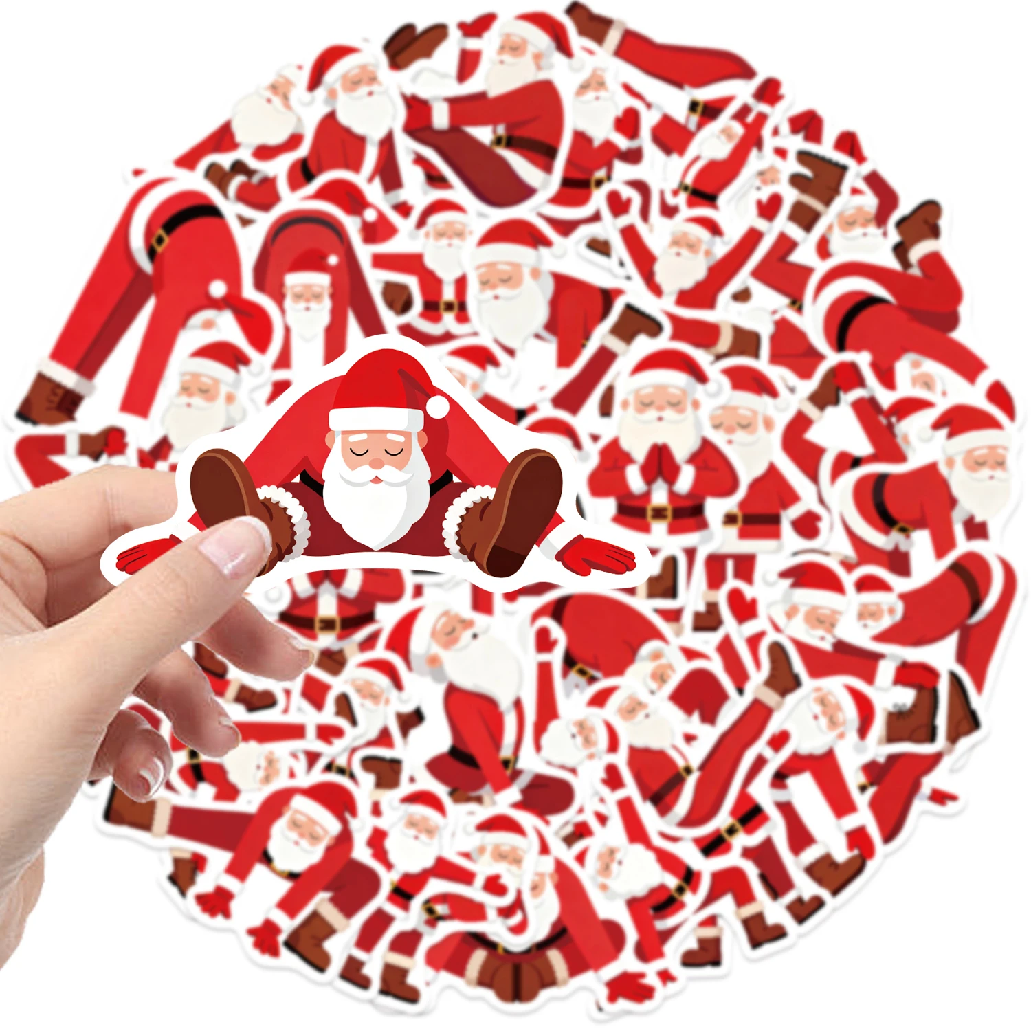 สติกเกอร์การ์ตูนโยคะซานตาคลอส 50 ชิ้น สำหรับตกแต่งเคสมือถือ แก้วน้ำ DIY กันน้ำ ลายเทศกาล สนุกสนาน