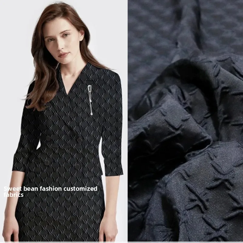 Yarn-dyed Brocade Jacquard Fabric Pixie Embossed Blazer Dress Clothing European Brand Fashion Design Wholesale Cloth by Meter
