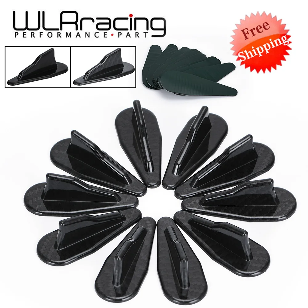 10pcs Universal EVO-Style ABS Roof Shark Fins Spoiler Wing Kit Vortex Generator Black/Carbon  Car Accessories WLR-SFB08