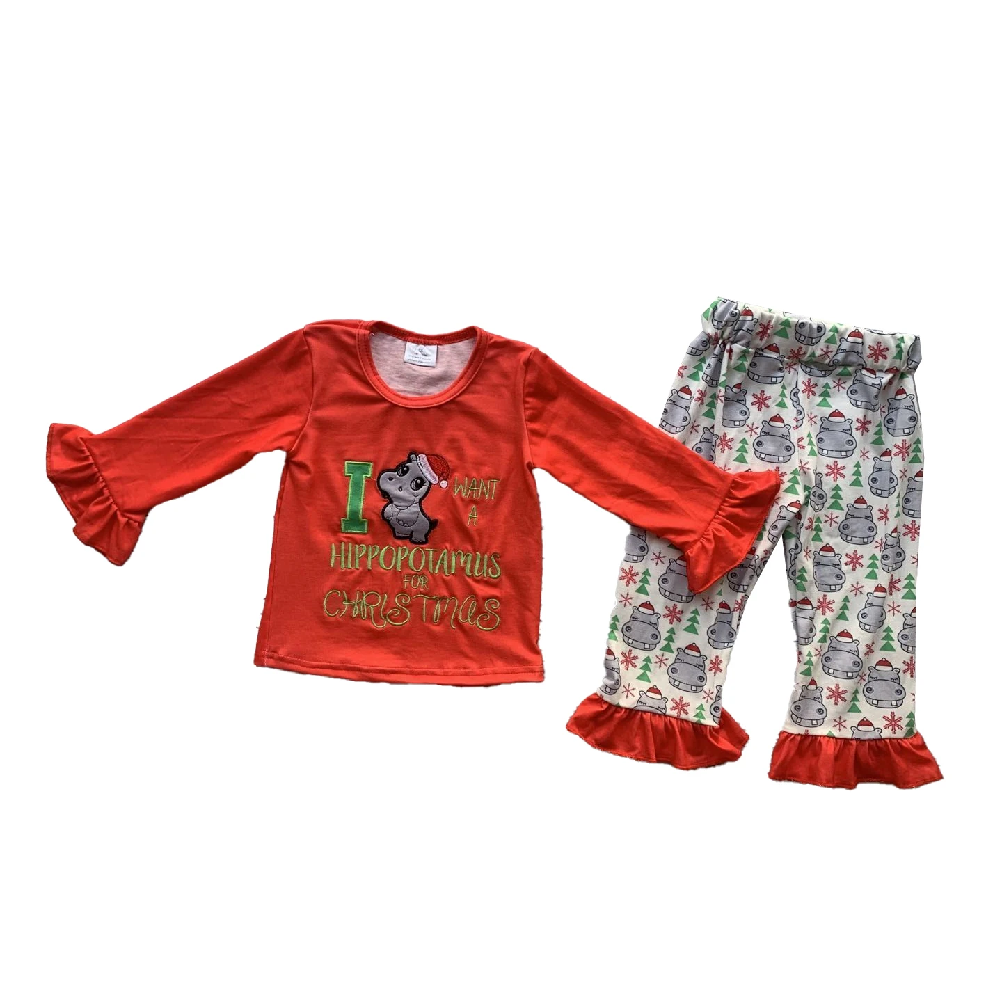 Boutique kids Christmas Clothes Long Sleeves Top Heifer fried chicken sleepwear Wholesale Children Pajamas Outfits