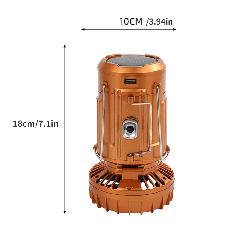 LED Solar Camping Lights Portable with Fan Solar Charge Rechargeable Night Light Hanging Tent Fish Flashlight Multifunction Lamp