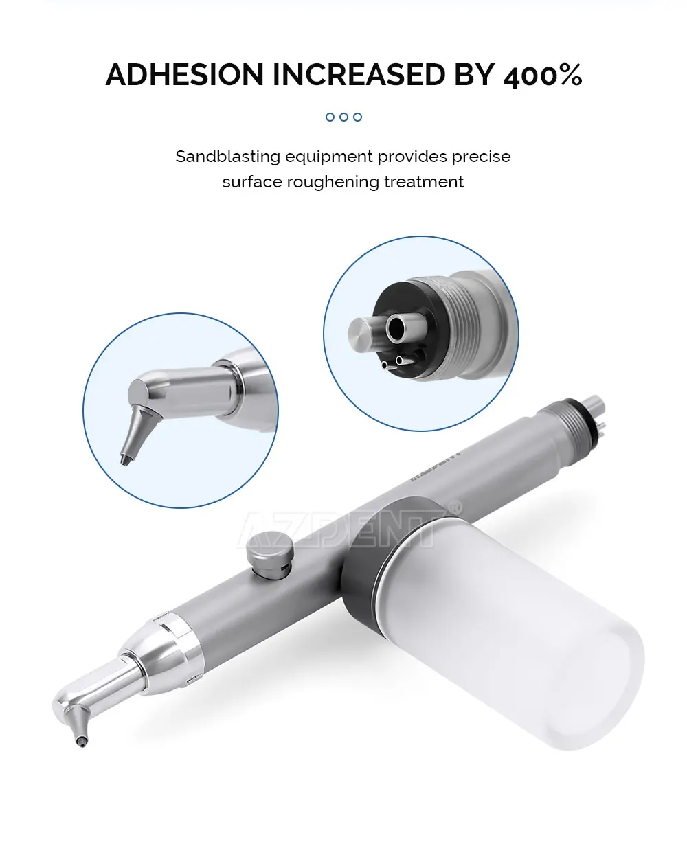AZDENT Dental Aluminiumoxid Sandstrahlen Polierer MicroBlaster Wasser Spray Zahnmedizin Ausrüstung Werkzeug 2/4 Löcher mit Düse – Detail 10