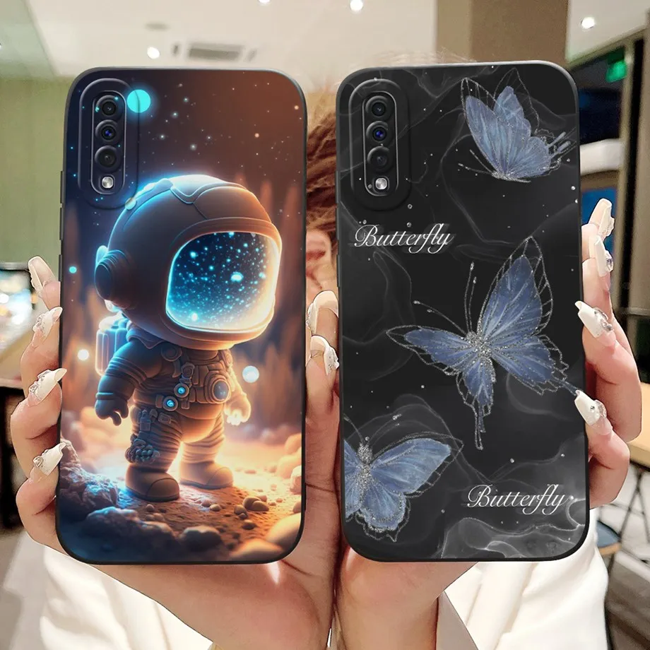 Case For Samsung A50 A50S A30 A30s Cute Astronaut Cartoon Girly Soft Liquid Silicone Back Cover For Samsung Galaxy A50S 50 Capa
