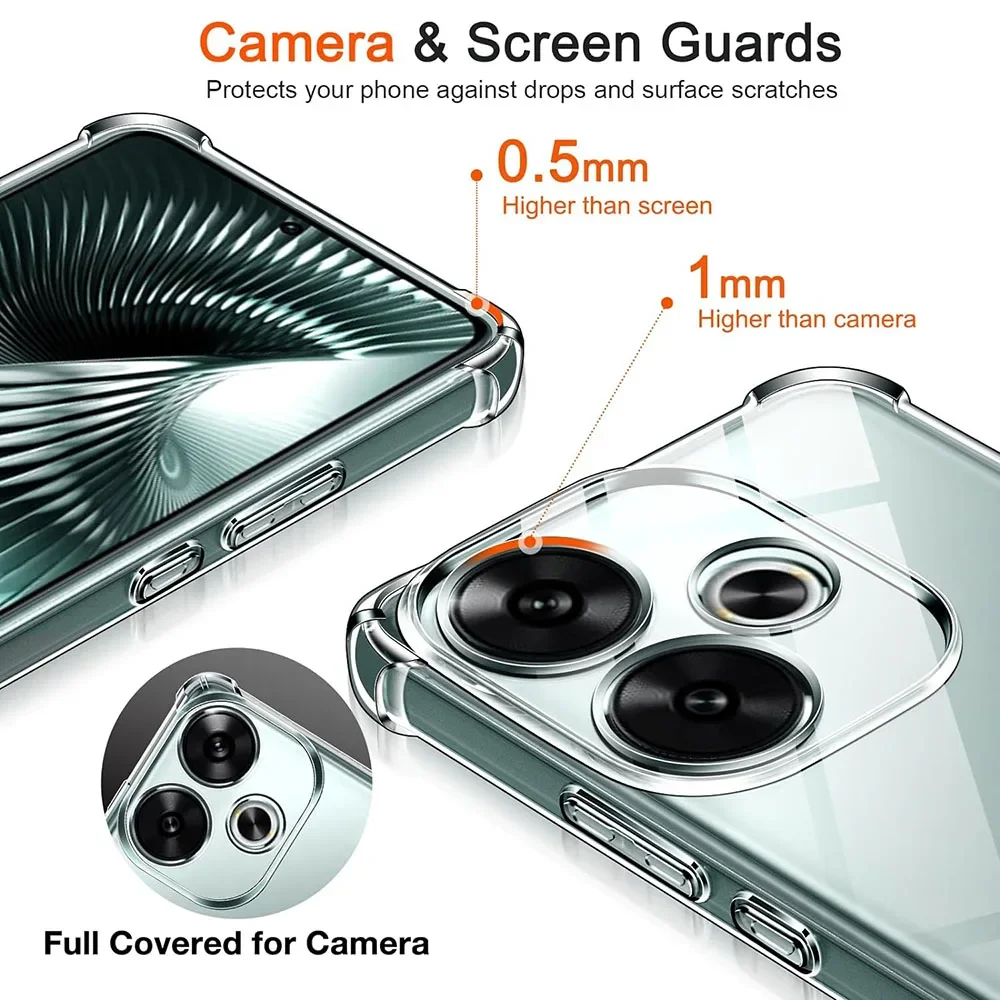 Shockproof Case For Xiaomi Poco F6 F5 F4 F3 X6 X5 X4 X3 GT M6 M4 M3 Pro 4G 5G Silicone Soft Clear Ultra Thin Clear Shell Cover