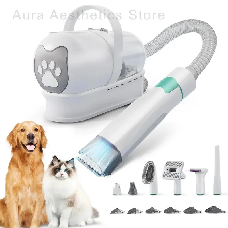 Professional All-in-One Vacuum Clipper And Trimmer for Dogs And Cats Powerful Portable Pet Grooming Kit with Adjustable Blades