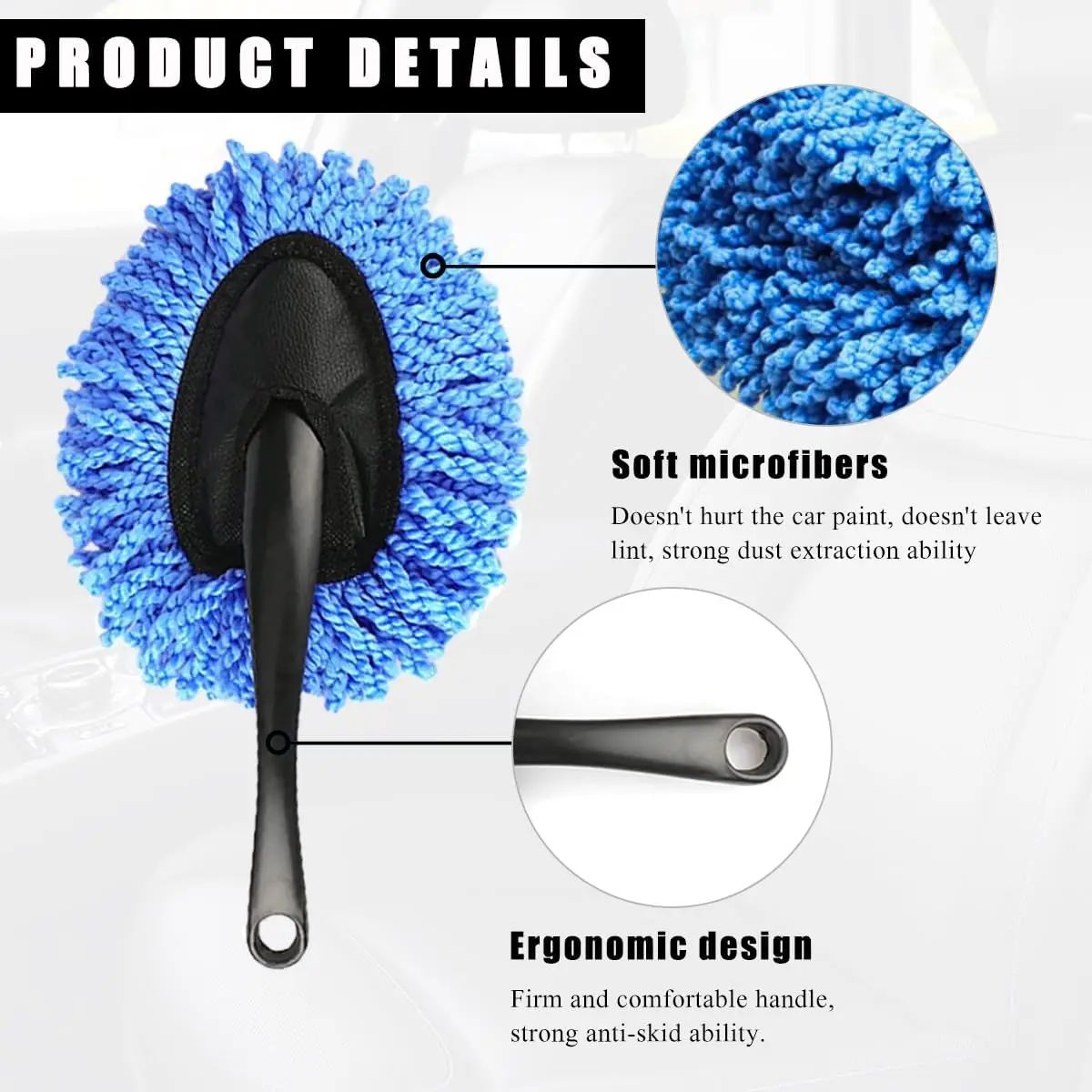 2-5PCS Car Microfiber Duster Brush Soft Car Interior Exterior Cleaning Brush Dashboard Dust Removal Detailing Wash Tool